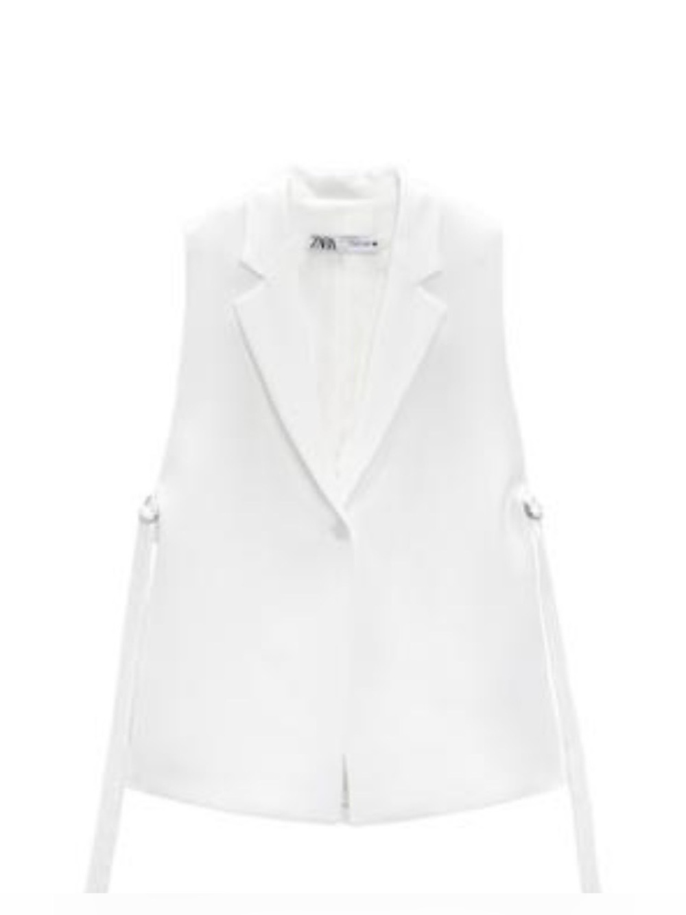 Zara White Sleeveless Tailored Vest with Side Ties